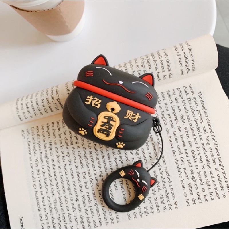 Vỏ Case Airpod 2 Bảo Vệ Tai Nghe Bluetooth Hình MÈO THẦN TAI ĐEN