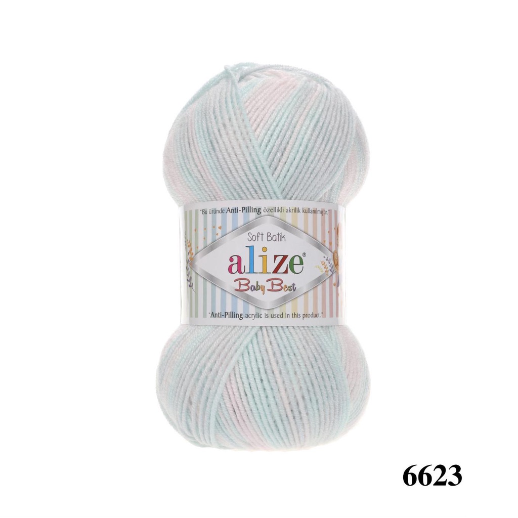 Len cotton loang chống xù Antipilling Baby Best Batik hãng Alize Yarns, đan móc khăn, nón, áo, váy, chăn cho bé