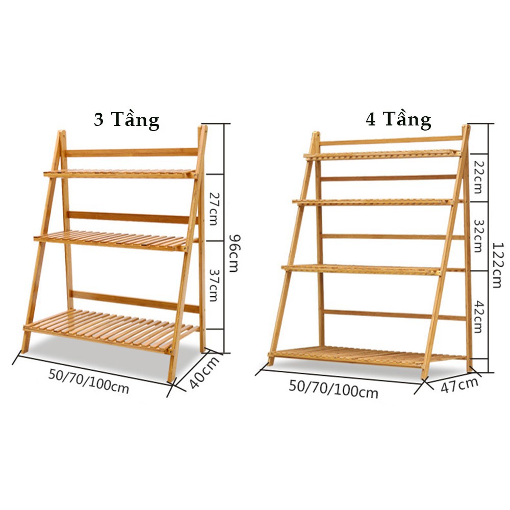 Kệ để hoa cây cảnh, kệ trồng cây gỗ tre để trong nhà ngoài trời sân vườn ban công tiện lợi