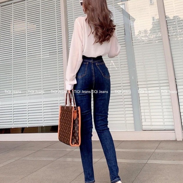 [Bigsize 58-90kg] Quần Jean BigsizeXanh Đậm Trơn, Cạp Cao Che Bụng Gọn Mông, Co Giãn Mạnh