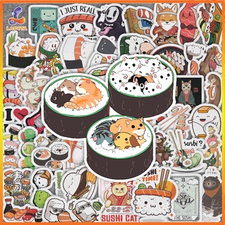 Set 50 cái Sticker Sushi, Hình Dán Sushi Chống Nước, Decal Sushi Cute dán mũ bảo hiểm, vali, latop