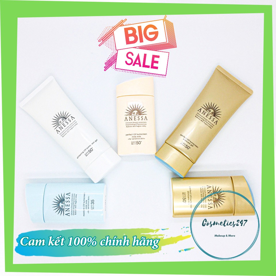 ( Bb221 ) Kem chống nắng Anessa Perfect UV Sunscreen Skincare Milk SPF 50+ PA++ dành cho Da Dầu & Da Dầu Mụn màu vàng  6