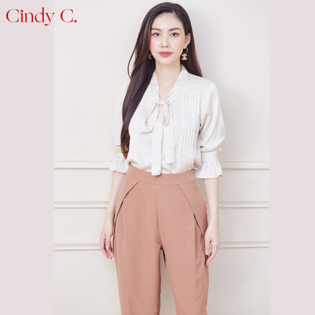 Áo ngắn tay Fergus CINDY C chất liệu Silk thiết kế thanh lịch nữ tính 627