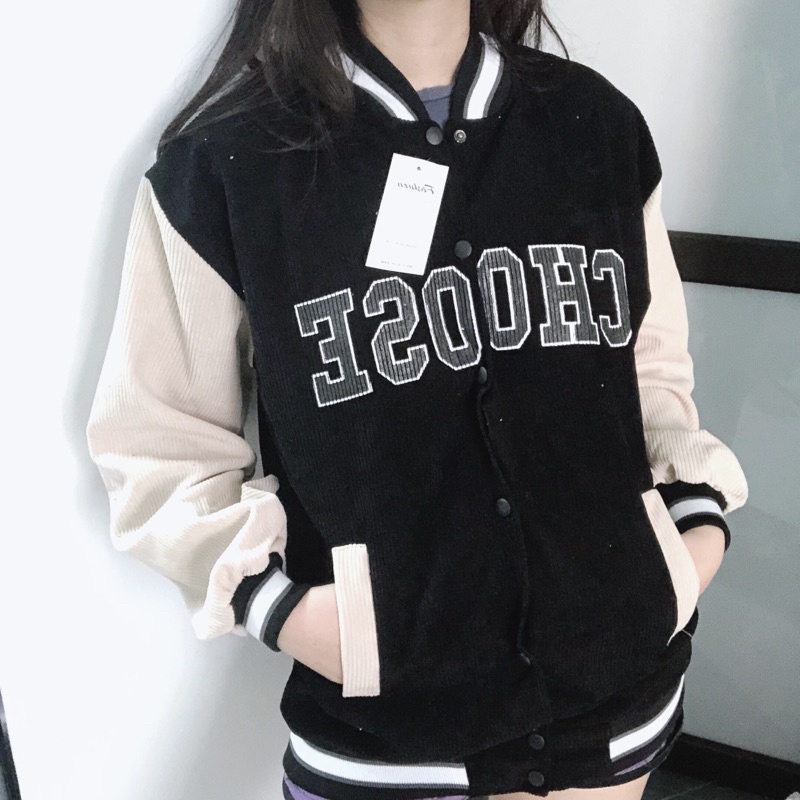 Áo bomber nỉ nhung tăm loại đẹp Sugarie | BigBuy360 - bigbuy360.vn