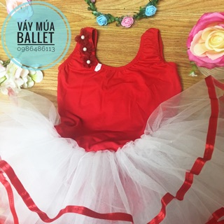Váy múa ballet ba lỗ hoa đỏ (có sỉ từ 5c)