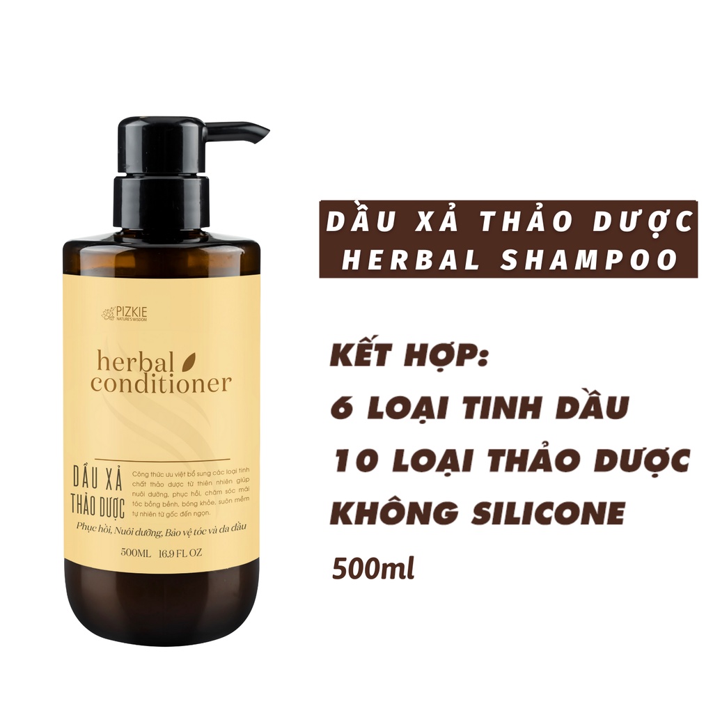 Dầu Xả Thảo Dược Pizkie HERBAL_CONDITIONER 500ml - Phục Hồi Nuôi Dưỡng, Bảo Vệ Tóc và Da Đầu