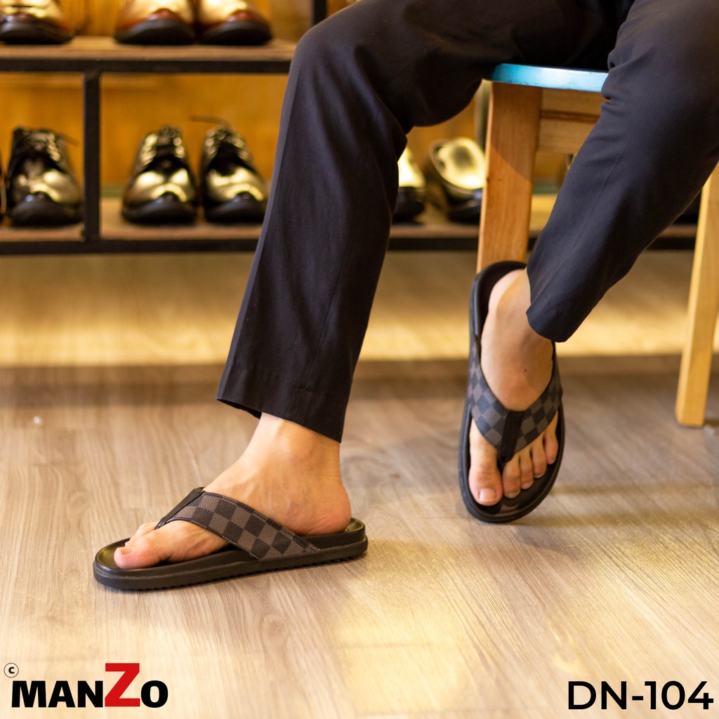 Dép xỏ ngón đế cao su nguyên khối siêu bền - Dép nam hàng hiệu MANZO - DN 104 - Manzo Store