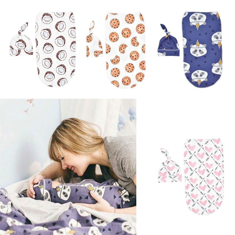 (Hàng Mới Về) Set 2 Túi Ngủ Kèm Nón Cho Bé Sơ Sinh Từ 0-6 Tháng Tuổi