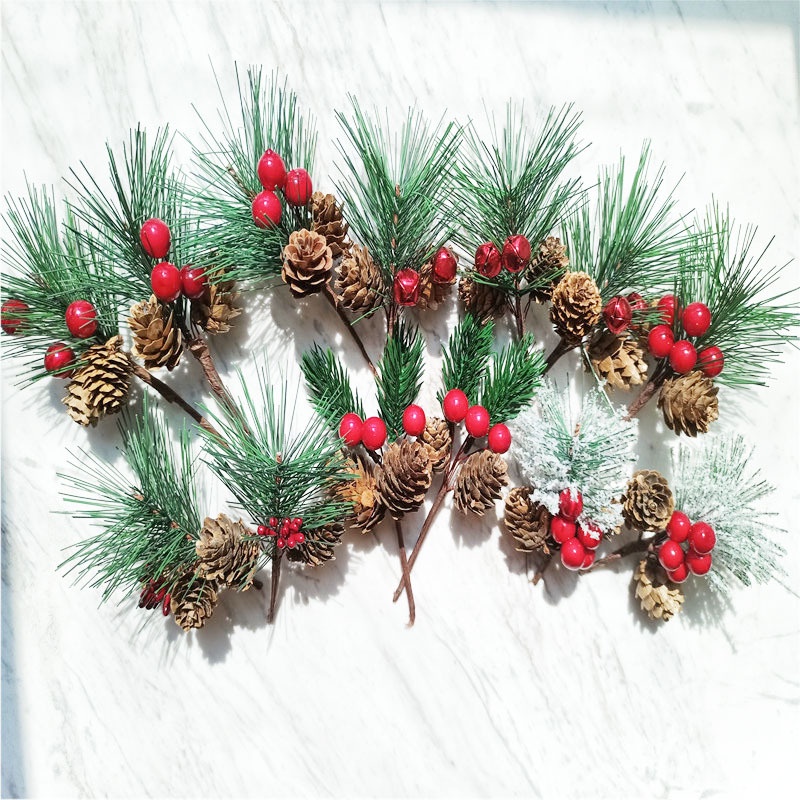 Set 10 cành thông trang trí noel, trang trí hộp quà noel, dùng gắn nơ tang trí các mẫu hộp quà giáng sinh
