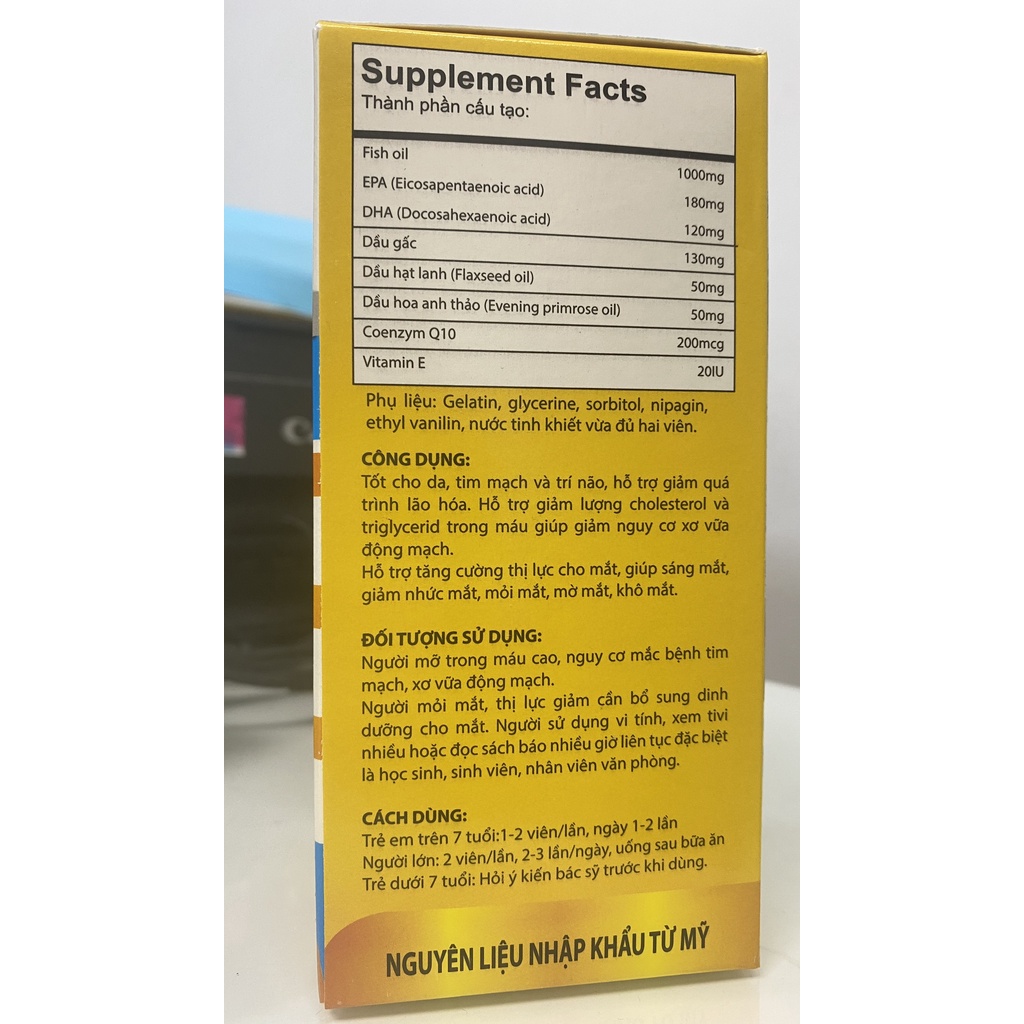 Bổ Sung Dầu cá Omega 369 Giúp Hệ Tim Mạch Khỏe Mạnh,Phát Triển Trí Não,Thị Lực