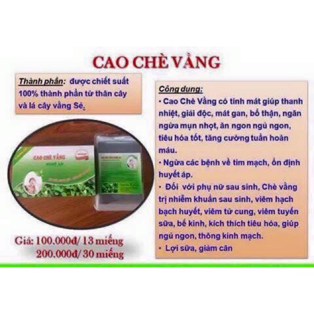 Cao chè vằng 30 miếng
