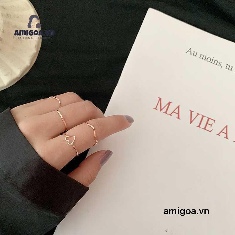 ✨✨Bộ 4 nhẫn hợp kim thiết kế thanh lịch hợp thời trang