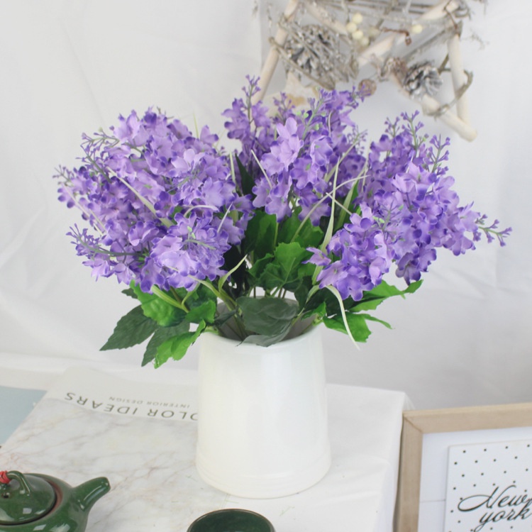 Hoa violet nhân tạo chia 5 nhánh trang trí nhà ở