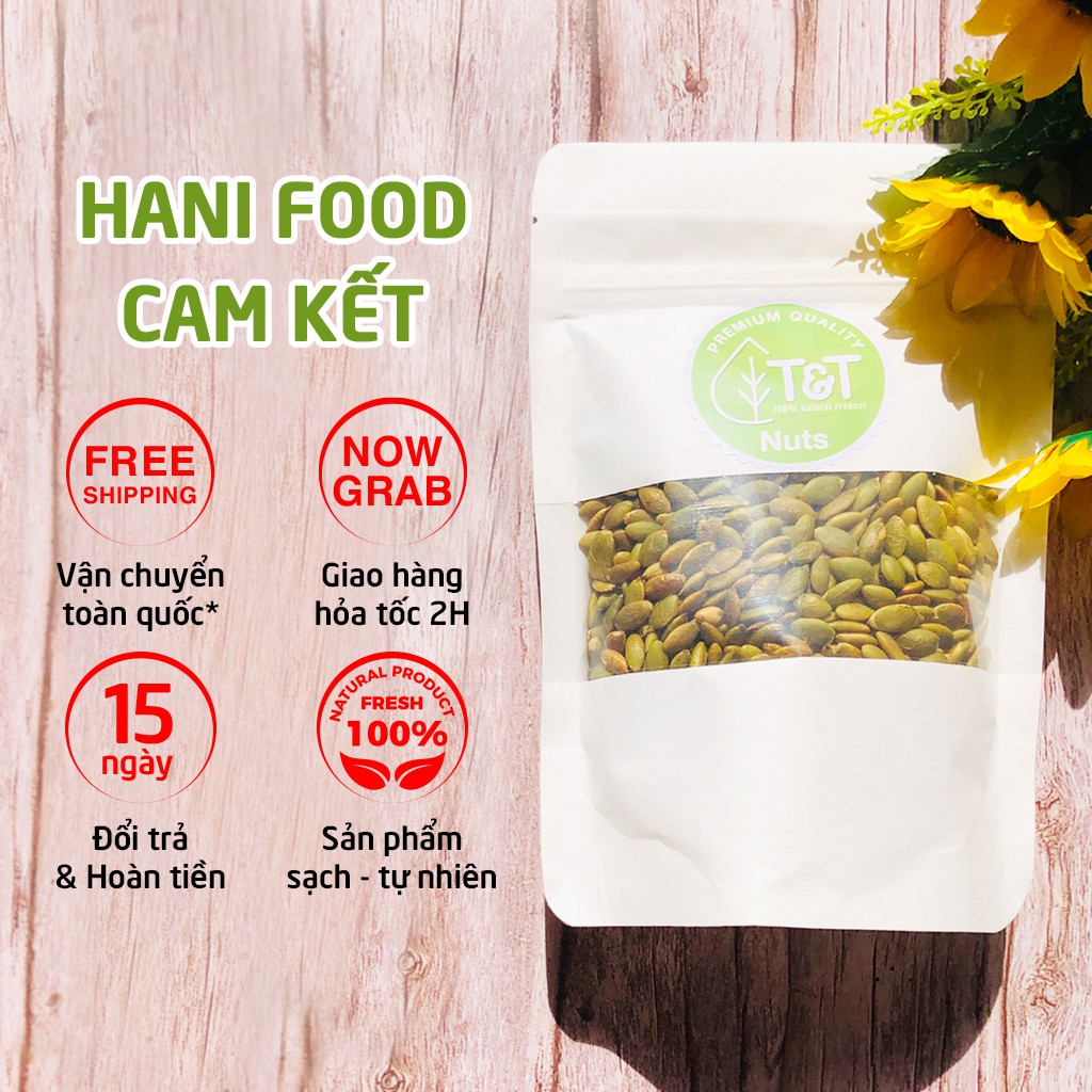 500g nhân bí xanh Ấn Độ ( Sống/ Rang Chín) nguyên vị, béo thơm Hani Food