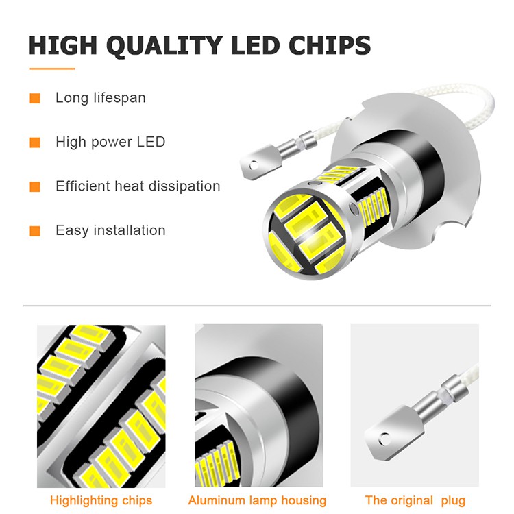 1 cái LED ô tô H3 4014 Chip 30 SMD Đèn sương mù LED công suất cao với ống kính nhiều màu Phụ kiện ô tô 12V