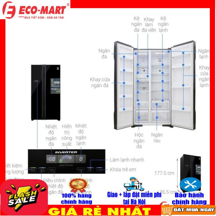 Tủ lạnh Hitachi  side by side 2 cửa màu đen R-FS800PGV2(GBK)