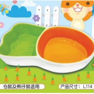Chén sứ 2 ngăn quả cà rốt đựng thức ăn cho Hamster, Sóc Bay Úc, Sóc Bông...