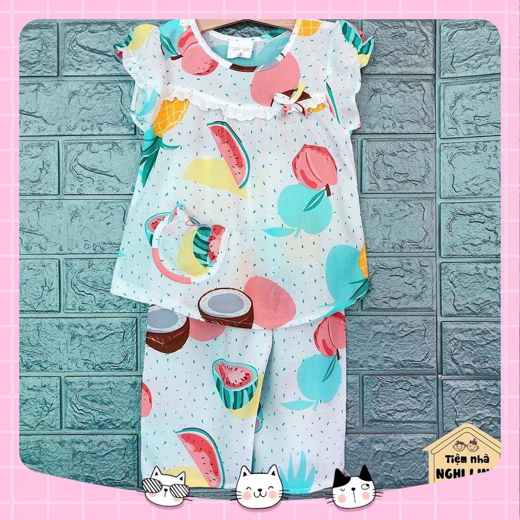 Đồ bộ tay ngắn quần dài, quần áo mặc mùa hè tole lanh bé gái (8-32kg) TIỆM NHÀ NGHI LINH
