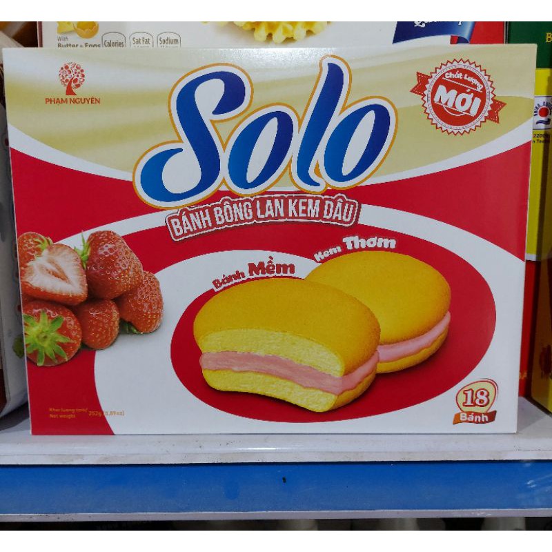 bánh solo bông lan kem dâu sữa phạm nguyên hộp 252g