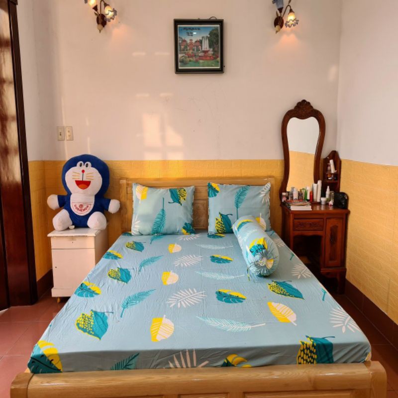 (RẺ VÔ ĐỊCH) ❤️Bộ Ga 100% Cotton Thắng Lợi❤️ {4 món} áo gối chần gòn mẫu kẻ sọc - Không Mền