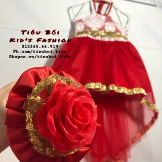 Đầm yếm đỏ đuôi cá cho bé