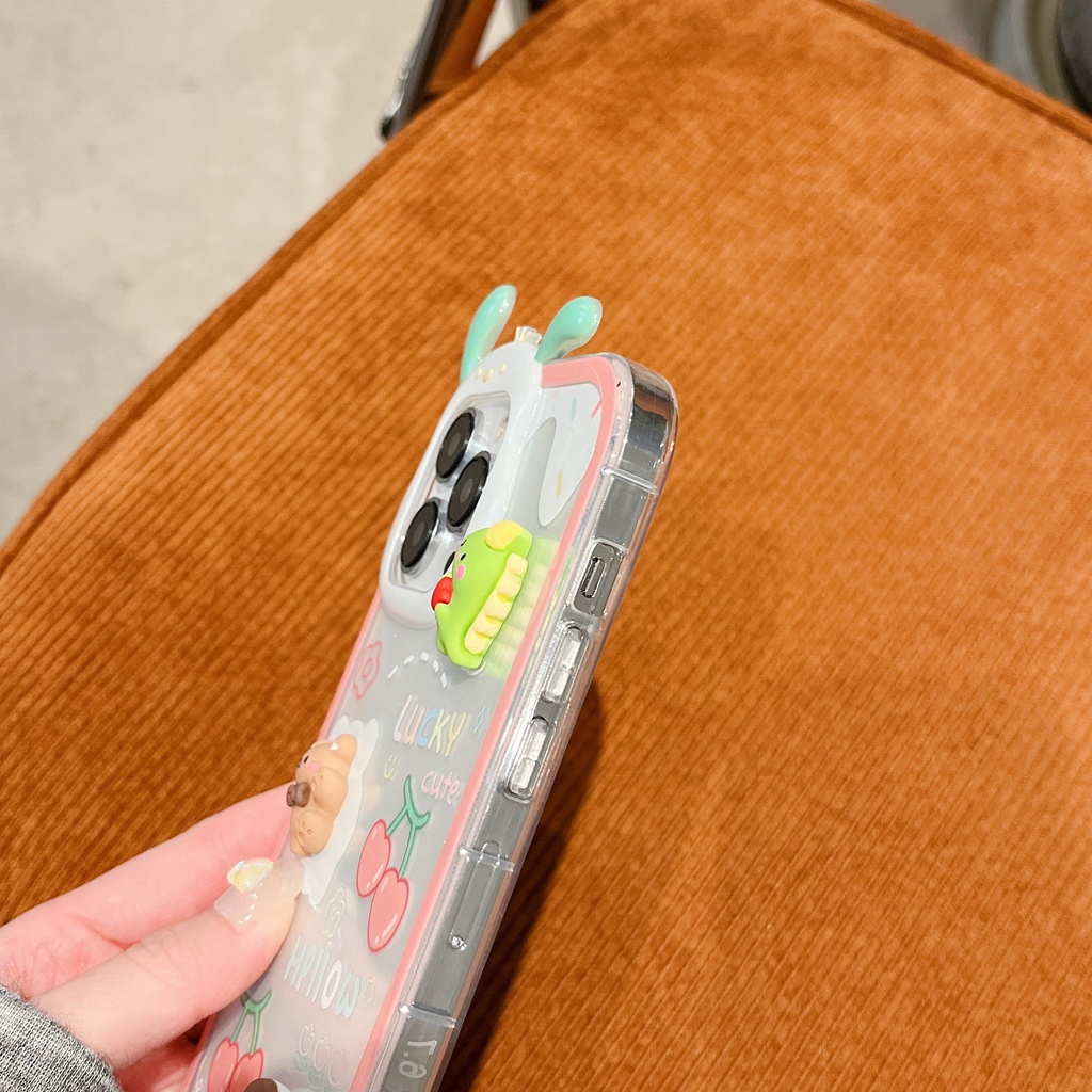 Ốp Điện Thoại TPU Dẻo Trong Suốt Họa Tiết Hoạt Hình Tai Chó 3D Dễ Thương Cho iphone 13 12 11 Pro XS Max XR