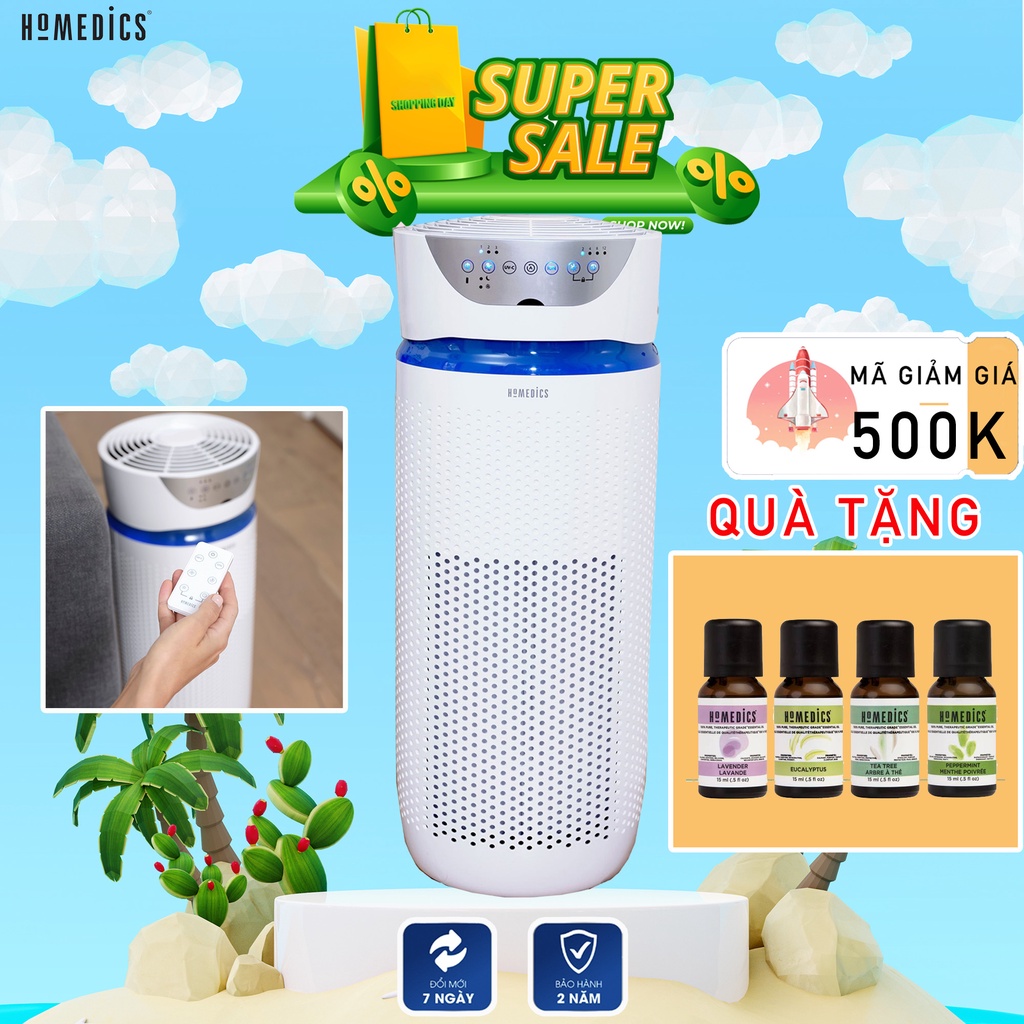 Máy lọc không khí Homedics Mỹ AP T45 và Homedics Mỹ AP T20 - Mỹ Màng lọc HEPA, [Có Tem Chống Hàng Giả]