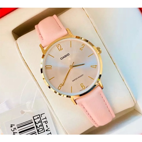 Đồng Hồ Nữ Casio LTP-VT01GL, đồng hồ chính hãng, dây da trơn với viền màu vàng