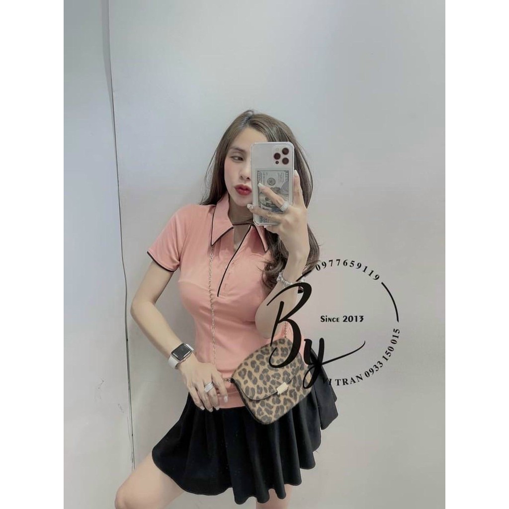 áo kiểu cổ bẻ body viền màu xinh xắn