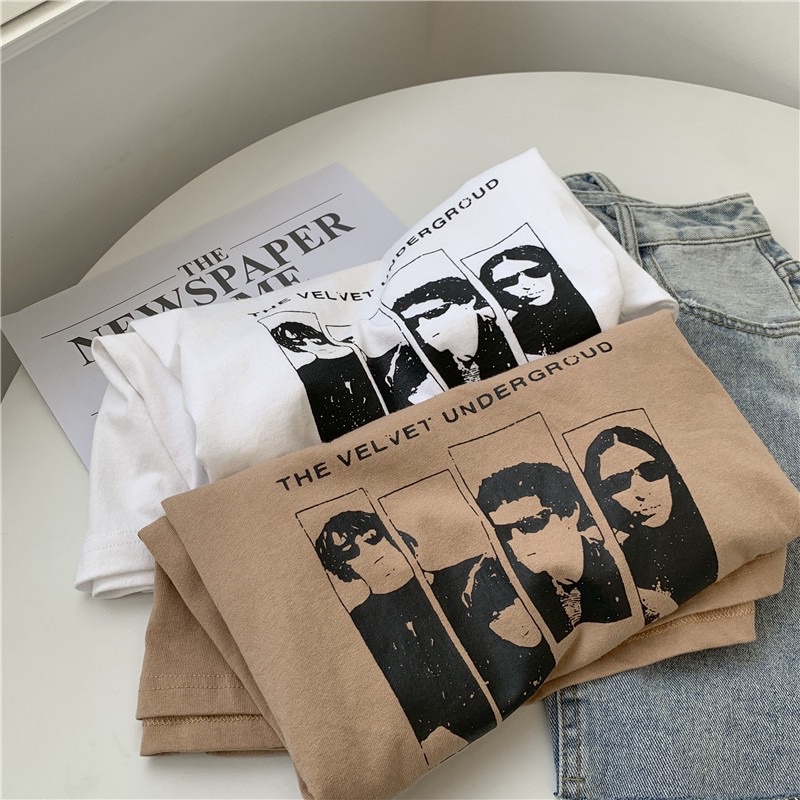 Áo phông 3158, áo thun tay lỡ form rộng chất cotton in hình kính đen