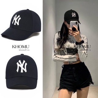 Mũ lưỡi trai MLB thêu chữ NY to màu đen form cứng hàng VNXK