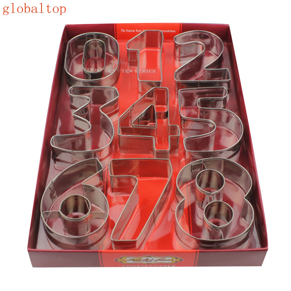 Set 9 Khuôn Cắt Bánh Quy Hình Chữ Số Bằng Thép Không Gỉ