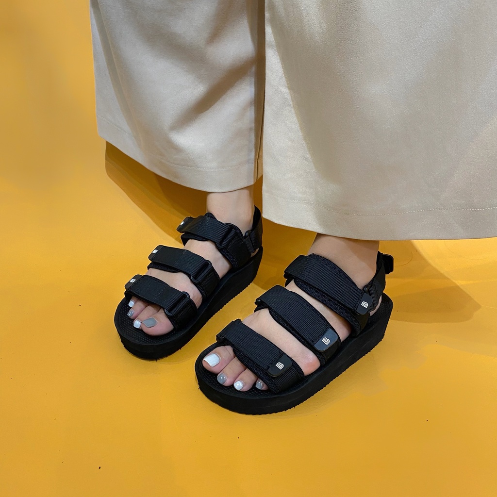 Giày Sandal Nữ The BiLy 3 Quai Ngang Dây Dù Đế Eva Siêu Êm Nhẹ Cao 3cm - BL04W