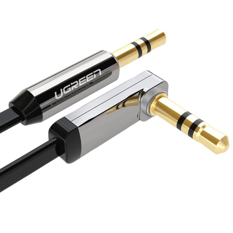 Cáp âm thanh 2 đầu 3.5mm dây dẹt đầu vuông góc 90 độ UGREEN 10729 10728 AV119