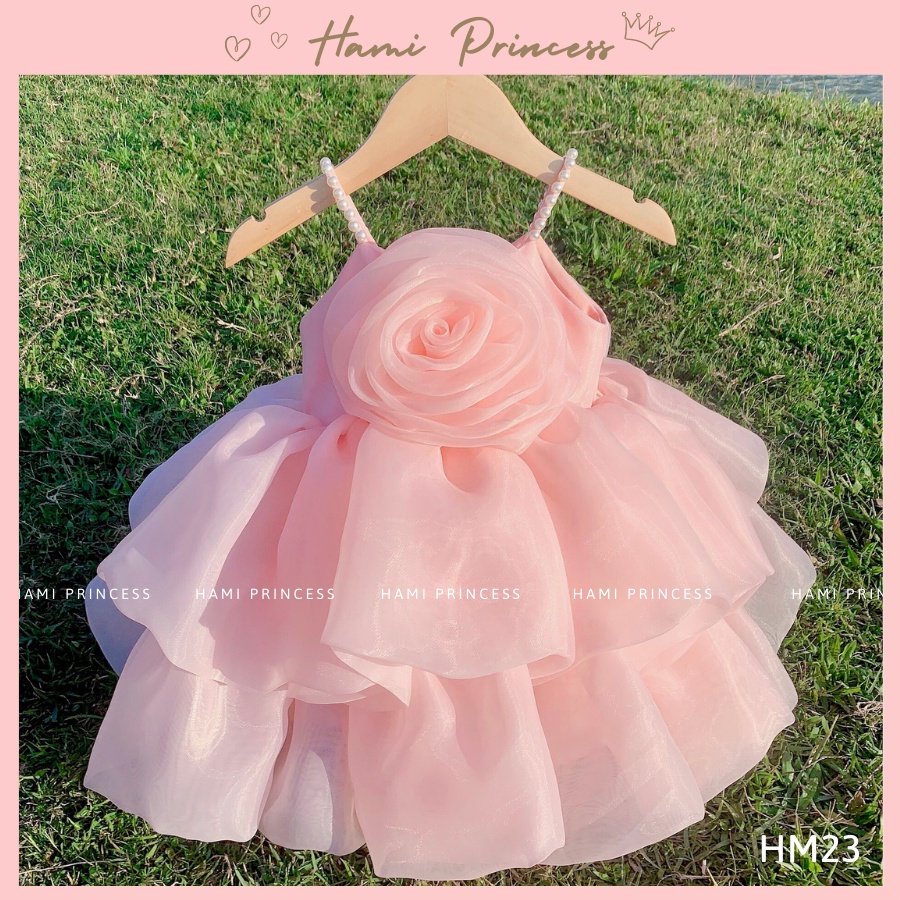 Váy Công Chúa Bông Hoa Hồng HM23 Cho Bé Gái HAMI PRINCESS ❤️ Tặng Kèm Phụ Kiện
