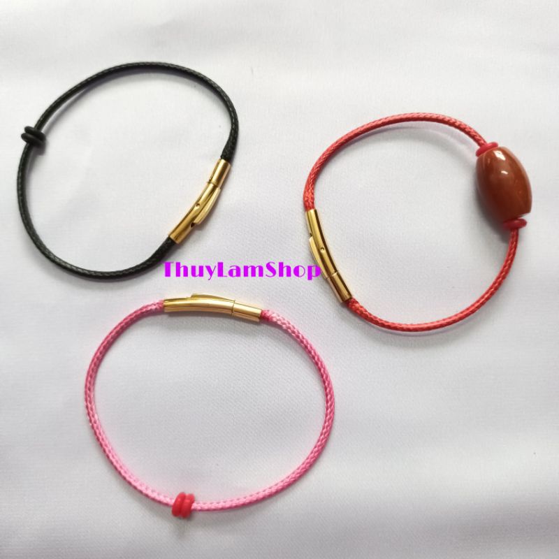 Vòng tay lu thống màu đỏ hanh thông tài lộc, đầu xuôi đuôi lọt khóa bấm cao cấp