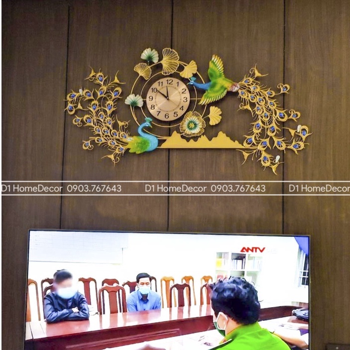 Đồng Hồ Treo Tường Con Chim Công Tài Lộc Chính Hãng D1 Home Kim Trôi Trang Trí Tường Decor - 29