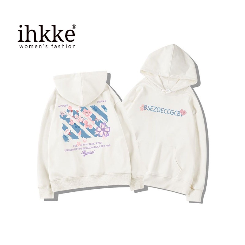 Áo sweater ihkke cổ tròn dáng rộng phong cách thời trang chất lượng cao