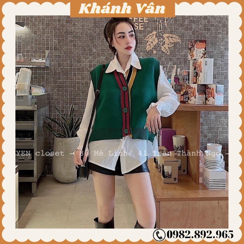 Áo len nữ, Áo gile len phối viền hàng quảng châu loại 1