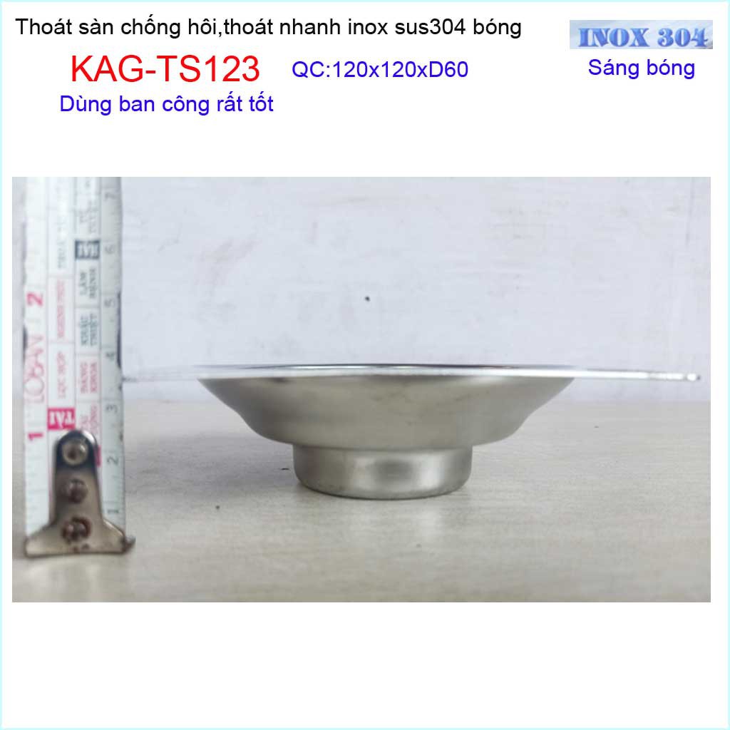 Thoát sàn quả Táo KAG-TS123 (D60), phễu thoát sàn vuông 12x12cm D60, phễu thu nước SUS304 thoát nhanh chống hôi tốt