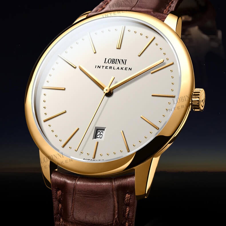 Đồng Hồ Nam LOBINNI No.12028-4 Chính Hãng BH 24T Chịu Nước 50m Kính Chống Xước Dây Thép Không Gỉ (Máy Cơ Tự Động)