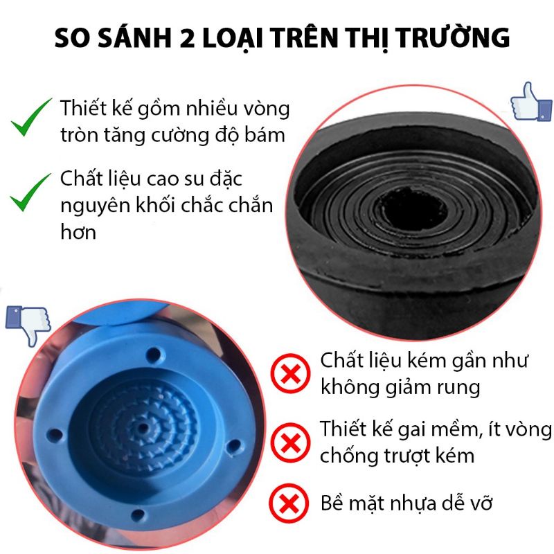 Đế chống rung máy giặt Proki bộ 4 miếng, miếng lót chống rung lắc máy giặt, cao su chất lượng cao - Soleil shop