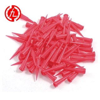 Set 100 vòi rót keo đầu nhọn kích thước mở 0.26mm chất liệu nhựa màu đỏ tiện dụng