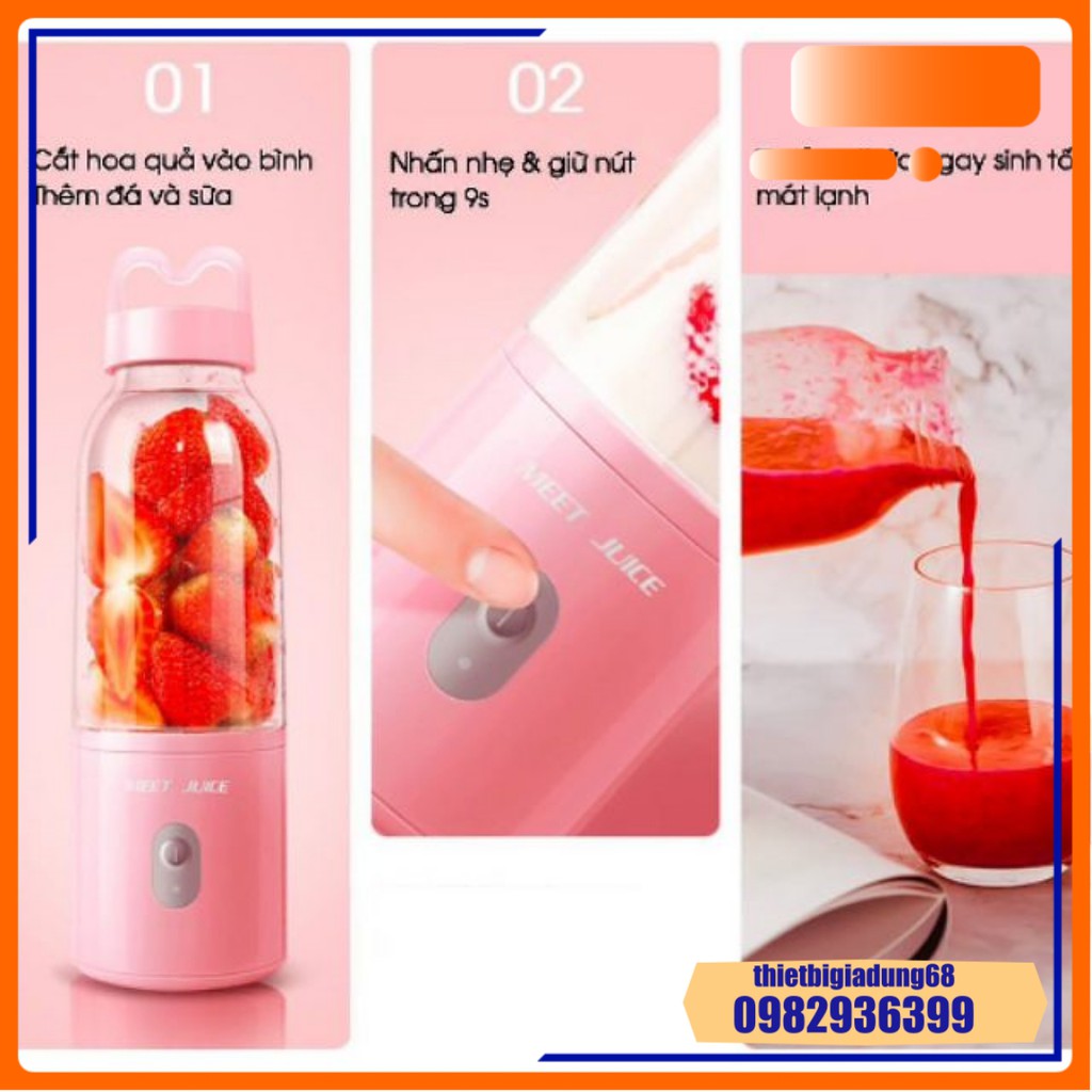 Máy Xay Sinh Tố Cầm Tay Meet Juice – Máy Xay Sinh Tố Mini Đa Năng – Xay Rau Củ Quả Trái Cây