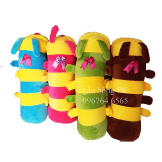 Gấu bông gối ôm con sâu 40cm 100% gòn căng vải nhung mịn