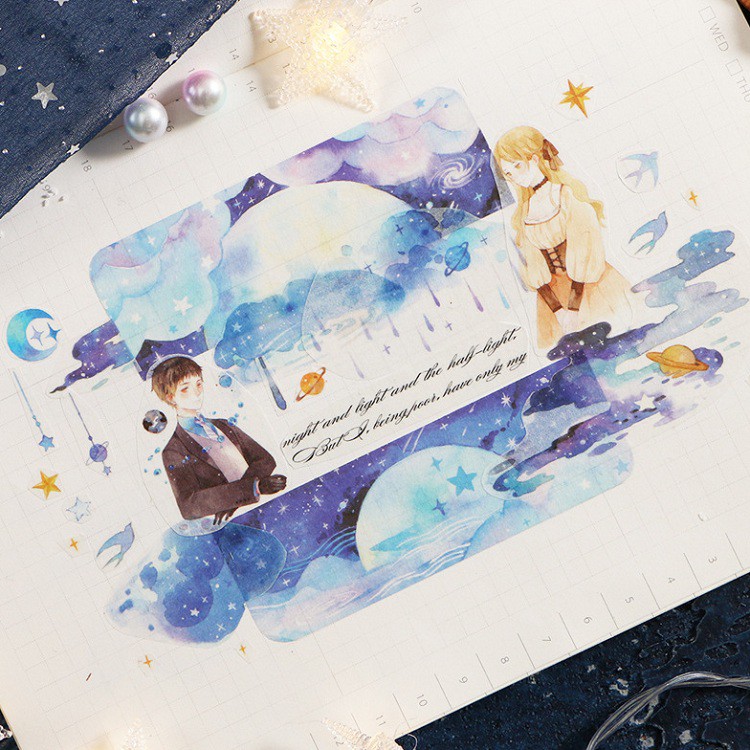 Băng dính washi tape Đại dương sao trang trí planner, scrapbook, thiệp
