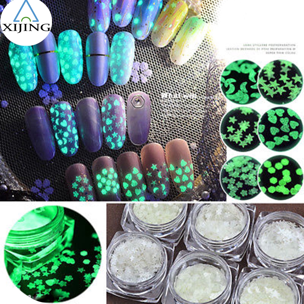 Sticker Trái Tim / Ngôi Sao Dạ Quang Dán Móng Tay