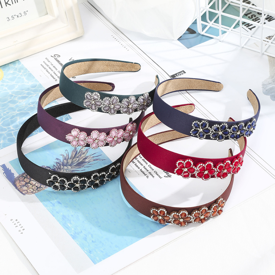 Korean Side Diamond Crystal Color Diamond Sponge Headband Fashion Temperament Hairband Woman Hair Accessories