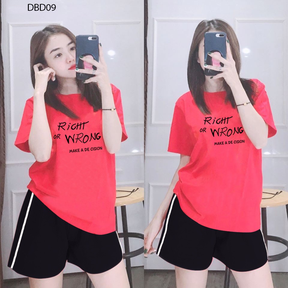 [Mã WA1606 giảm 15% đơn 99k] [BÁN CHẠY] ĐỒ BỘ MẶC NHÀ CỰC ĐẸP QUẦN ĐÙI 1 SỌC ÁO IN CHỮ ĐƠN GIẢN DỄ MẶC - DBD09 | BigBuy360 - bigbuy360.vn