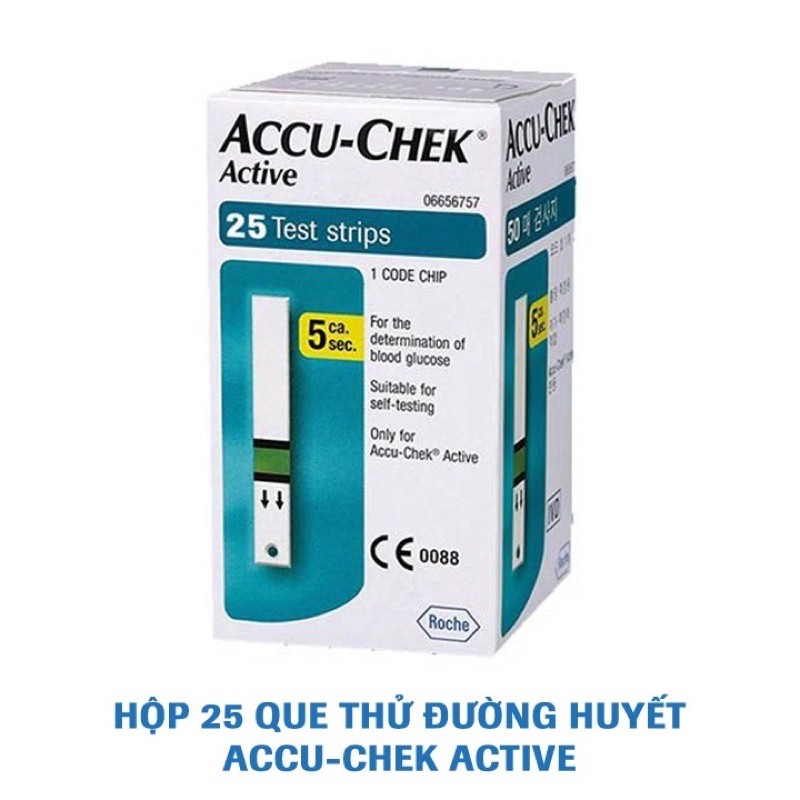 QUE THỬ ĐƯỜNG HUYẾT ACCUCHEK ACTIVE 25 (LỌ 25 QUE)